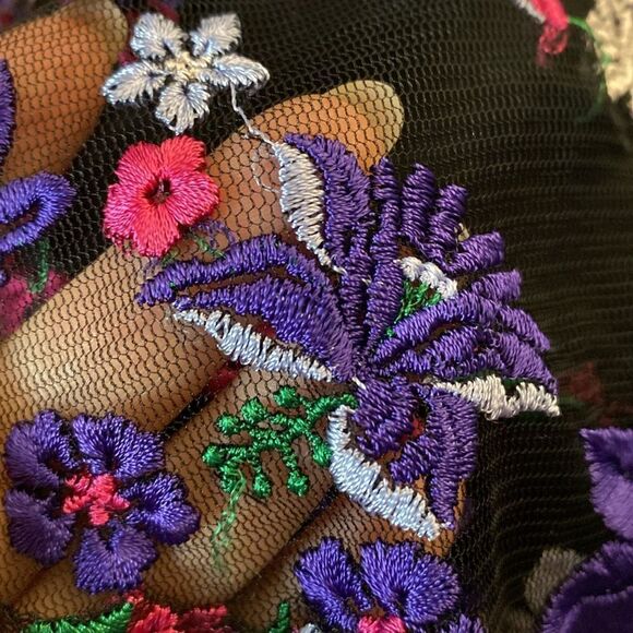 Tadashi Shoji mesh/embroidered top midi dress, S - Picture 6 of 13